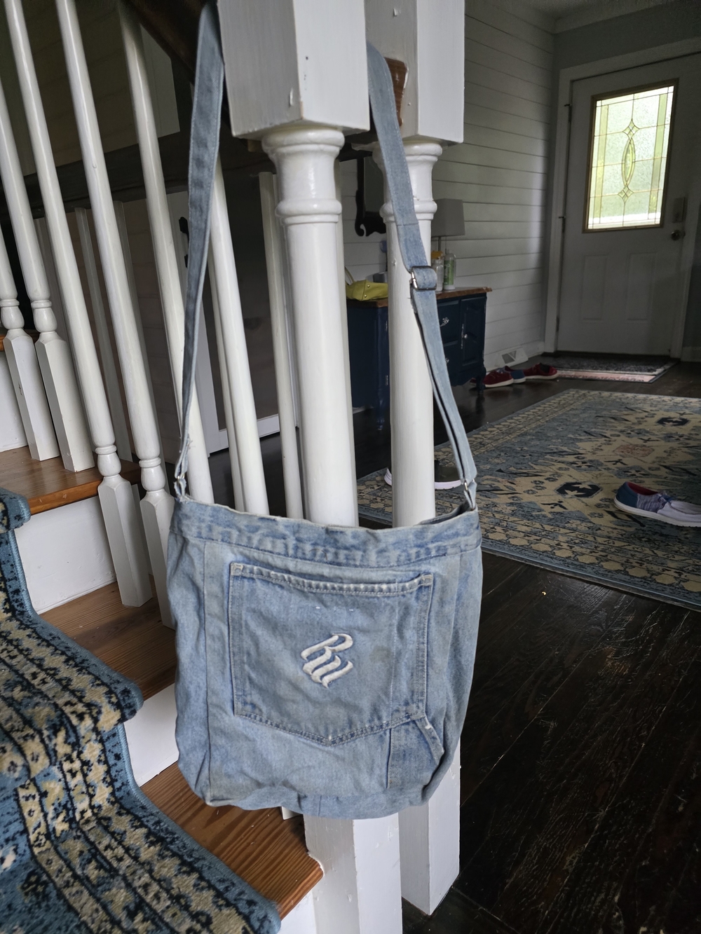 Denim Crossbody Shoulder Bag - Light Blue